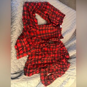 Wondershop Large Flannel  Plaid Pajama Set In Red, Black & Green X-MAS